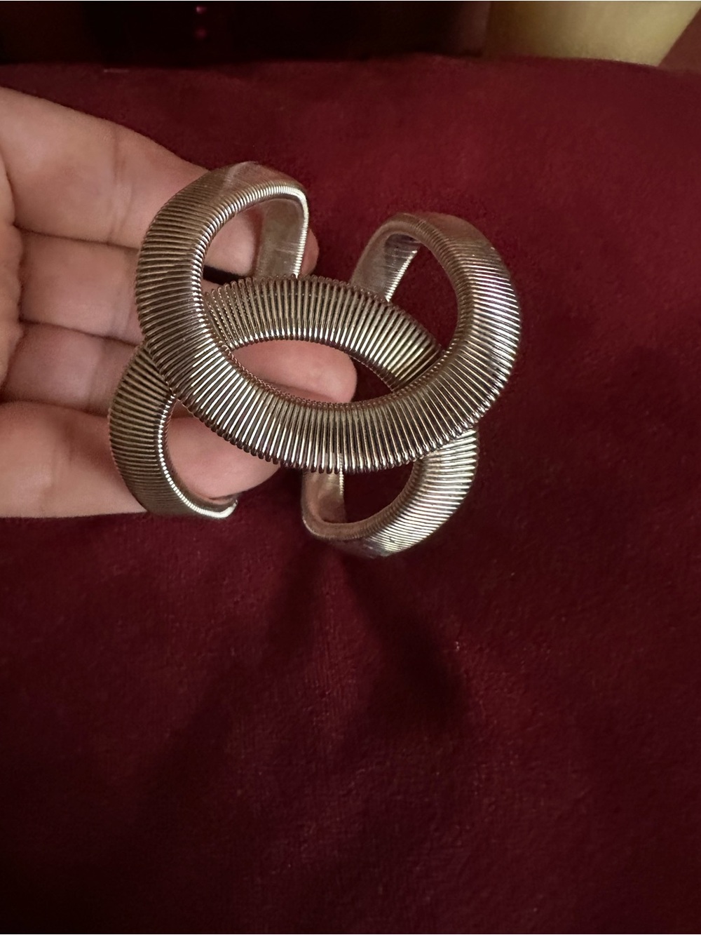 Light Gold Tone Interlocking Loop Cuff Bracelet - Women's Jewelry